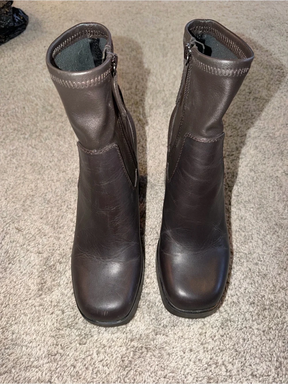 Aldo Classic Women's Brown Leather Mid-Calf Zip Boots